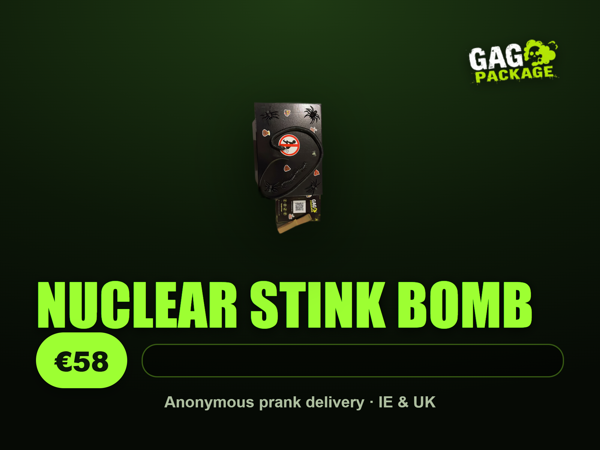 Nuclear Stink Bomb prank gift, €58 from Gag Package